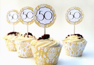 50th Birthday Cupcake Decorations Instant Download 50th Anniversary Diy Cupcake Decorations