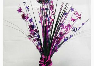 50th Birthday Decorations Purple 50th Birthday Spray Centrepiece Table Decoration Black