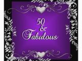 50th Birthday Decorations Purple Personalized Elegant Purple Black Silver Invitations