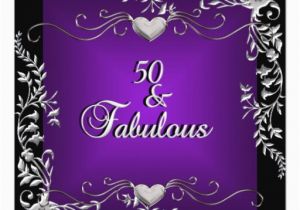 50th Birthday Decorations Purple Personalized Elegant Purple Black Silver Invitations