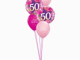 50th Birthday Flowers and Balloons Pink 50th Birthday Balloon Bouquet Party Fever