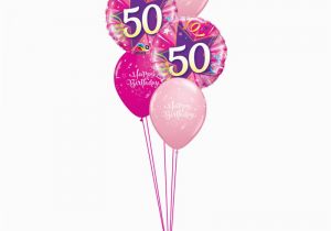 50th Birthday Flowers and Balloons Pink 50th Birthday Balloon Bouquet Party Fever