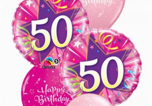 50th Birthday Flowers and Balloons Pink 50th Birthday Balloon Bouquet Party Fever