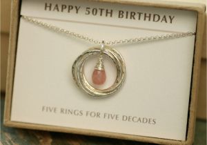 50th Birthday Gifts for Her Jewellery 50th Birthday Gift for Women Pink Opal Necklace October