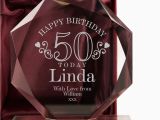 50th Birthday Gifts for Her Uk Engraved 50th Birthday Glass Award for Her 50 Glassware