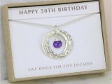 50th Birthday Gifts for Him and Her 50th Birthday Gift for Her Amethyst Necklace for 50th