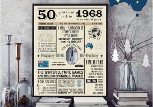 50th Birthday Gifts for Him Australia 50th Birthday 1968 Chalkboard Poster Sign Australian