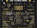 50th Birthday Gifts for Him Nz 50th Birthday Instant Download Poster 1969 Sign 50th