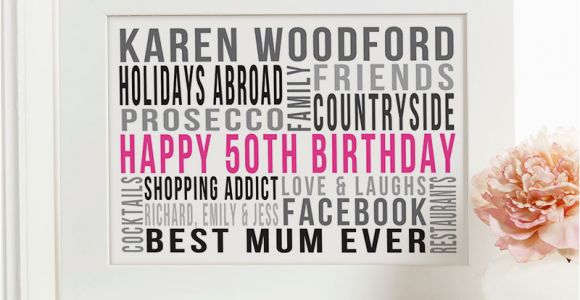 50th Birthday Gifts for Him Uk Personalised 50th Birthday Gifts for Her with Words