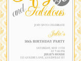 50th Birthday Invitation Templates Free Fifty and Fabulous 50th Birthday Invitation Wedding