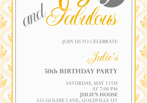 50th Birthday Invitation Templates Free Fifty and Fabulous 50th Birthday Invitation Wedding