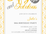 50th Birthday Invitations Free Download Fifty and Fabulous 50th Birthday Invitation Wedding