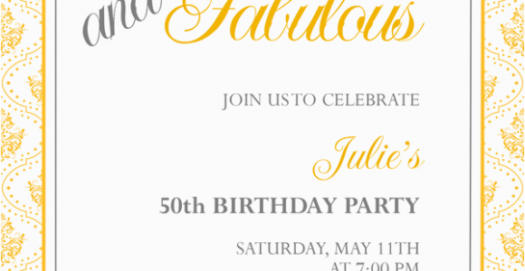 50th Birthday Invitations Free Download Fifty and Fabulous 50th Birthday Invitation Wedding