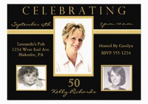 50th Birthday Invitations with Photo 50th Birthday Party Tri Photo Invitations 13 Cm X 18 Cm