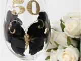 50th Birthday Mementos 50th Birthday Wine Glass Black and Gold 50th by