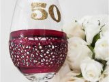 50th Birthday Mementos 50th Birthday Wine Glass Gift for Her Ruby by Inaspinniquesway