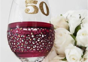 50th Birthday Mementos 50th Birthday Wine Glass Gift for Her Ruby by Inaspinniquesway