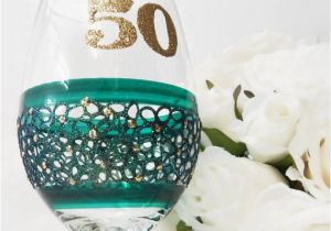 50th Birthday Mementos Emerald 50th Birthday Wine Glass Gifts and by Inaspinniquesway