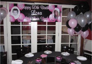 50th Birthday Party Decorations Black and Silver Birthday Party Decor theme Pink Silver Black 50th