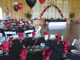 50th Birthday Party Decorations Black and Silver Casino Prom Balloons In Silver Black and Red at Maneeley