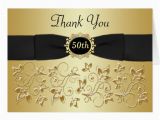50th Birthday Thank You Cards 50th Anniversary Black Gold Floral Thank You Card Zazzle