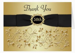 50th Birthday Thank You Cards 50th Anniversary Black Gold Floral Thank You Card Zazzle