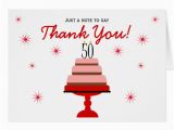 50th Birthday Thank You Cards Red Cake 50th Birthday Thank You Note Card Zazzle