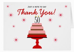 50th Birthday Thank You Cards Red Cake 50th Birthday Thank You Note Card Zazzle
