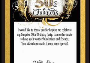 50th Birthday Thank You Cards Vintage Gold and Black 50th Birthday Thank You Cards Di