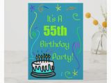 55th Birthday Invitations 55th Birthday Party Invitation Greeting Card by