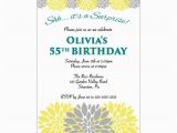 55th Birthday Party Invitations Surprise Birthday Party Invitation Teal Yellow Gray Flower