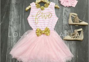 5th Birthday Dresses Fifth Birthday Pink and White Stripe Tutu Sparkle Dress