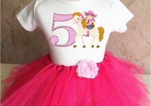 5th Birthday Girl Tutu Outfits Cowgirl Pink Cow Girl Horse Girl 5th Fifth Birthday Tutu