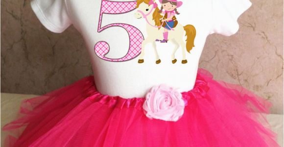 5th Birthday Girl Tutu Outfits Cowgirl Pink Cow Girl Horse Girl 5th Fifth Birthday Tutu