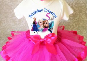 5th Birthday Girl Tutu Outfits Frozen Elsa Anna Princess Hot Pink Girl 5th Fifth Birthday