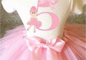 5th Birthday Girl Tutu Outfits Light Pink Ballerina Ballet Girl 5th Fifth Birthday Tutu