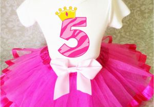 5th Birthday Girl Tutu Outfits Princess Crown Pink Zebra Girl 5th Birthday Tutu Outfit