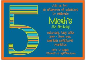 5th Birthday Invitation Wording Boy Birthday Boy Stripes 5th Birthday Invitations Paperstyle