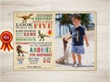 5th Birthday Invitation Wording Boy Boy Dinosaur Invitation Boy Dinosaur 5th Birthday Invitation