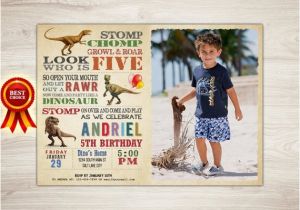 5th Birthday Invitation Wording Boy Boy Dinosaur Invitation Boy Dinosaur 5th Birthday Invitation