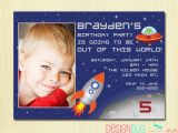 5th Birthday Invitation Wording Boy Boys Birthday Invitation Outer Space Rocket Birthday Party