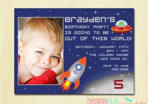 5th Birthday Invitation Wording Boy Boys Birthday Invitation Outer Space Rocket Birthday Party