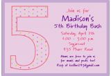 5th Birthday Invitation Wording for Girl 5th Birthday Girl Dots Birthday Invitations Paperstyle