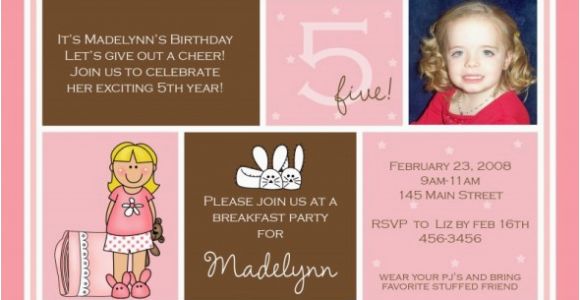 5th Birthday Invitation Wording for Girl 5th Birthday Invitation Wording Ideas Bagvania Free