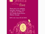 5th Birthday Invitation Wording for Girl Elephant Girl 5th Birthday Invitations Paperstyle