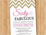 60 and Fabulous Birthday Invitations 60th Birthday Invitation Women Sixty and Fabulous Glitter