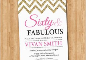 60 and Fabulous Birthday Invitations 60th Birthday Invitation Women Sixty and Fabulous Glitter