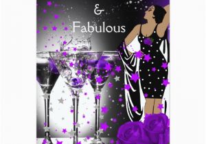 60 and Fabulous Birthday Invitations Fabulous 60 60th Birthday Purple Roses Martini Card Zazzle