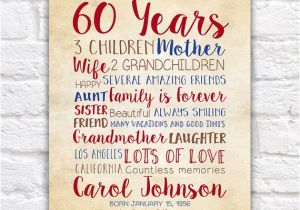 60 Birthday Gifts for Him Birthday Gift for Mom 60th Birthday 60 Years Old Gift for