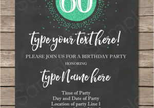 60 Birthday Invitation Templates Chalkboard 60th Birthday Invitations Template Editable